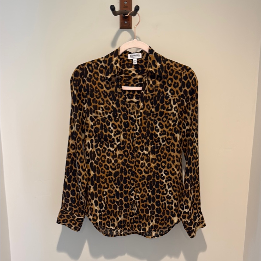 Express Black and Brown Long Sleeve Button Down Shirt